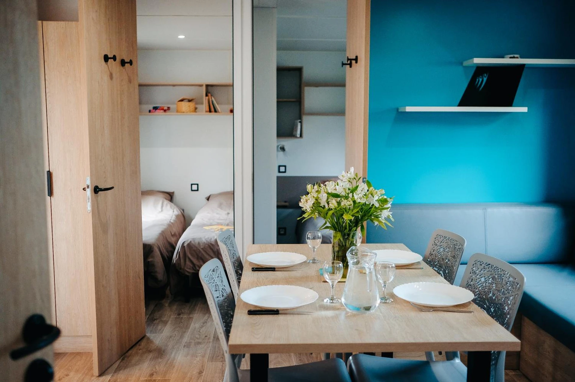 Chambre disponible pour un séminaire d'entreprise à Mobil Home XXL 4 chambres - Camping Le Clos Cacheleux - Miannay