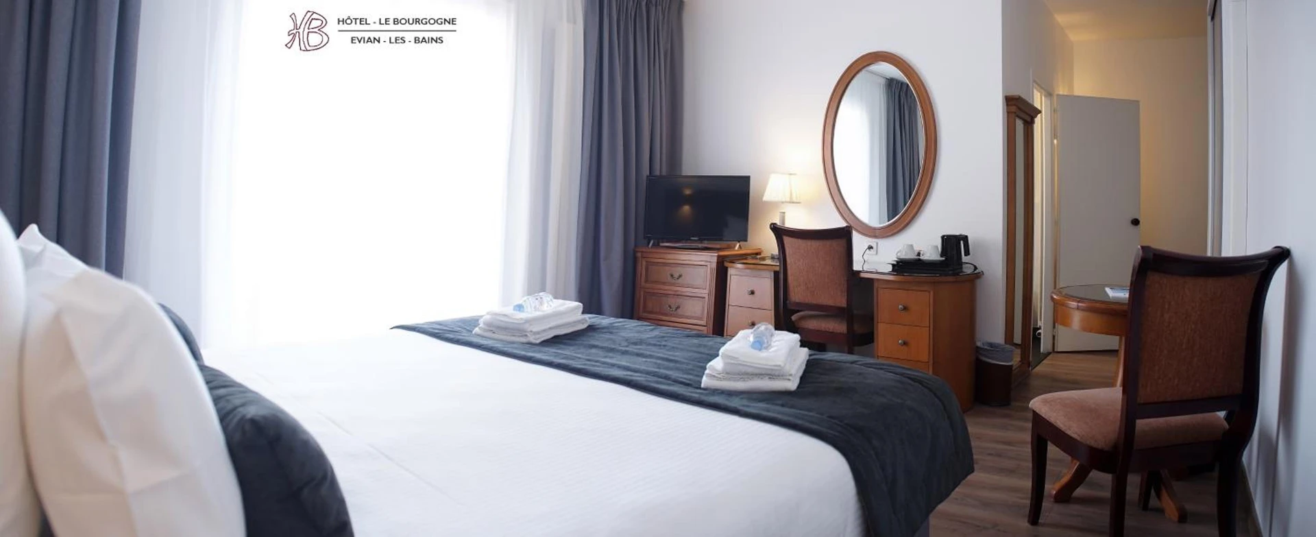 Chambre disponible pour un séminaire d'entreprise à Hotel Le Bourgogne - Évian-les-Bains