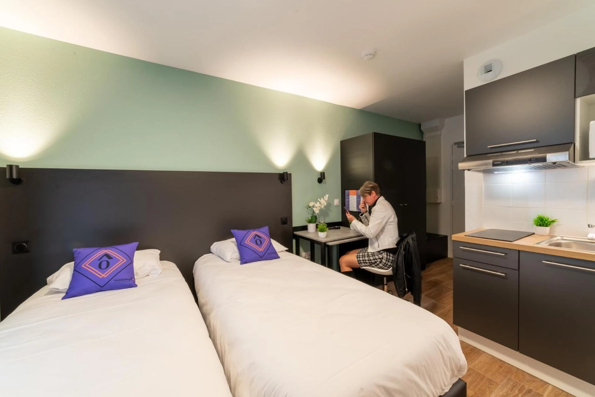 Chambre disponible pour un séminaire d'entreprise à Montempô Appart'hôtel Bordeaux Belvédère - Bordeaux
